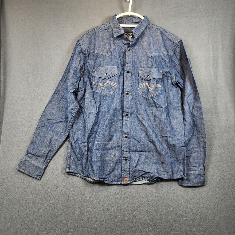 Cody James FR Mens Shirt Medium Blue Denim Western Long Sleeve Button Up Rodeo